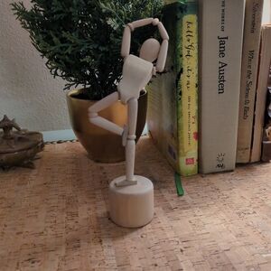 Kikkerland Wooden Push Puppet- Sensory/Fidget Toy- Yoga "Tree Pose"